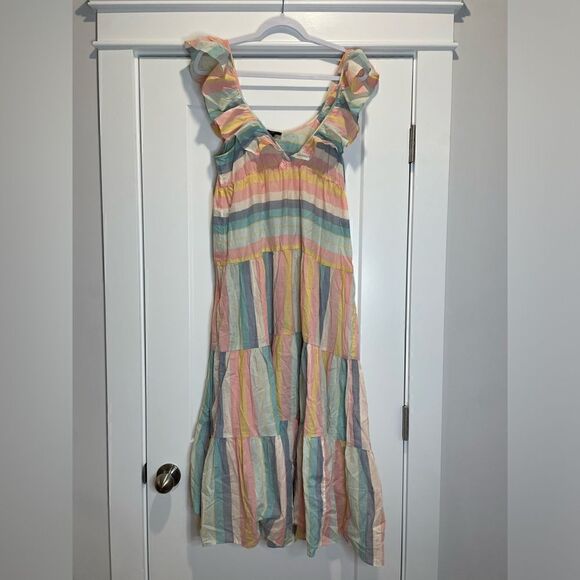 J Crew Reimagined Tiered Ruffle MIDI Dress - Picture 3 of 6